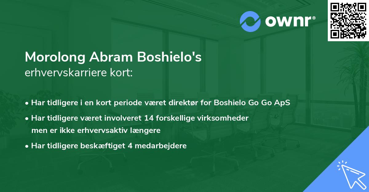 Morolong Abram Boshielo's erhvervskarriere kort