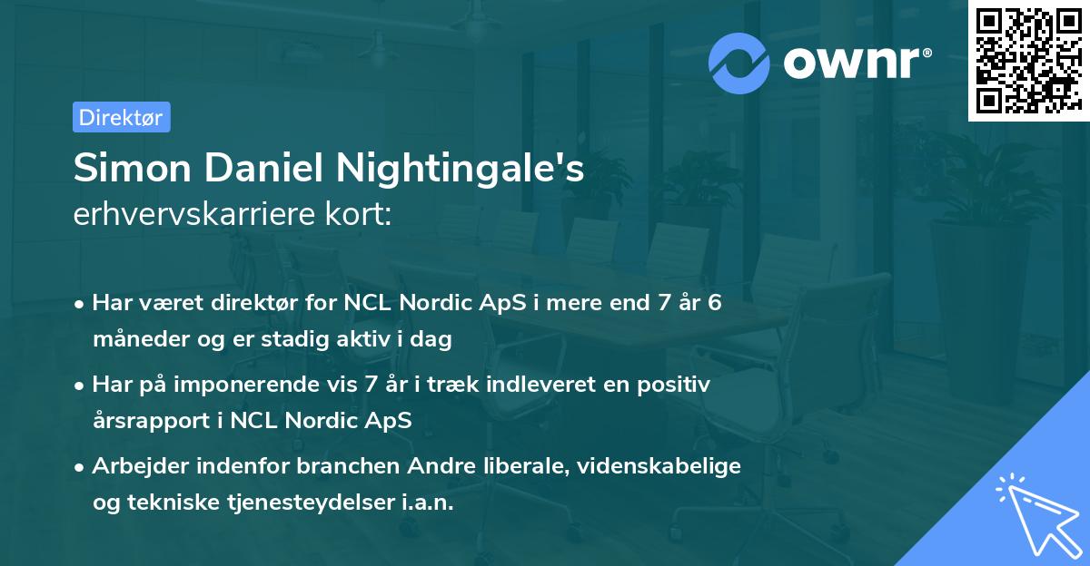 Simon Daniel Nightingale's erhvervskarriere kort