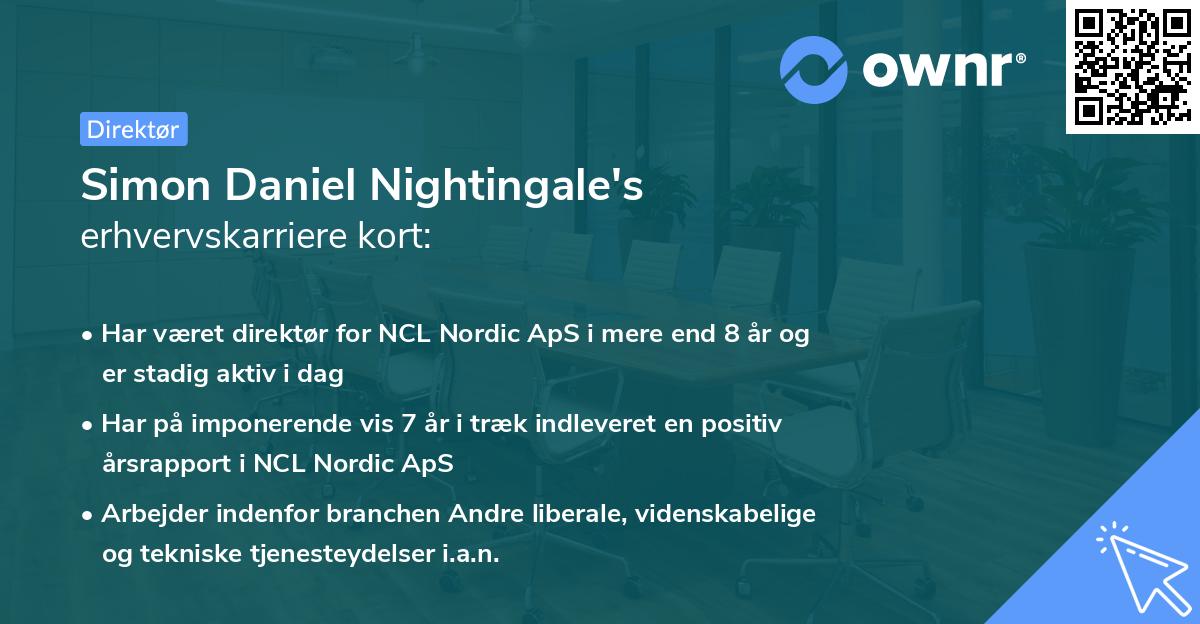 Simon Daniel Nightingale's erhvervskarriere kort