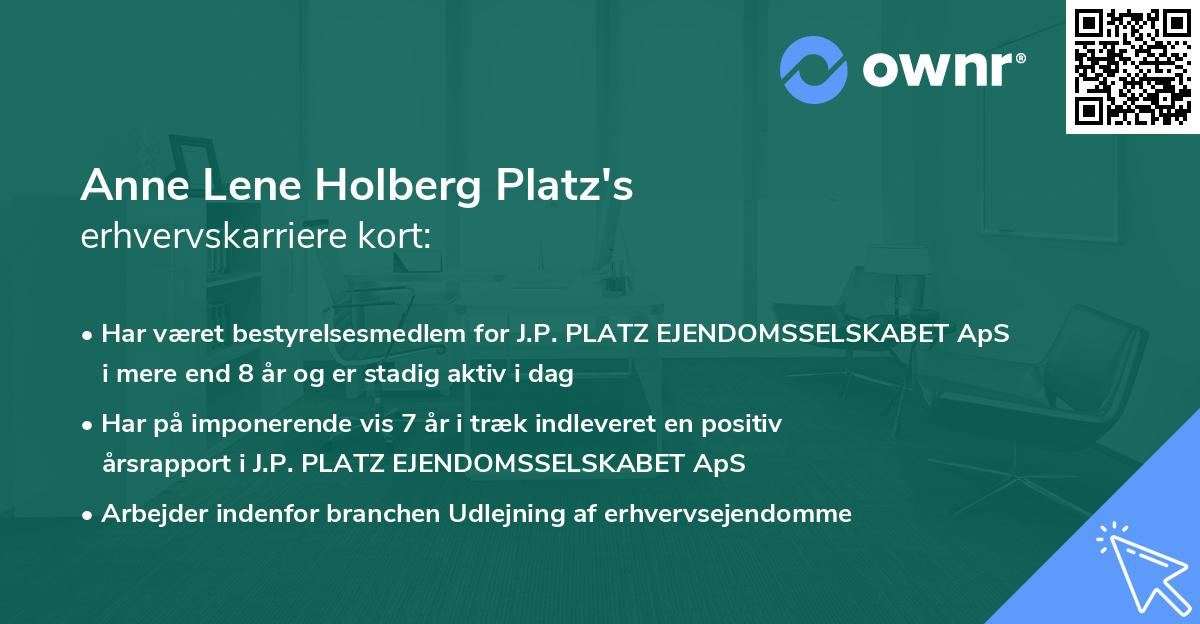 Anne Lene Holberg Platz's erhvervskarriere kort