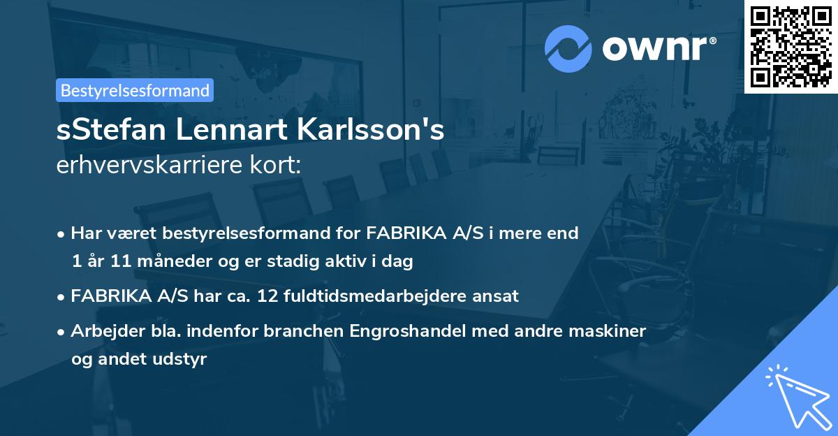 sStefan Lennart Karlsson's erhvervskarriere kort