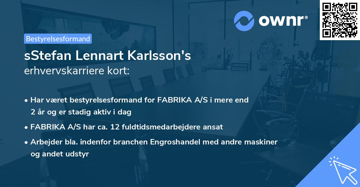 sStefan Lennart Karlsson's erhvervskarriere kort