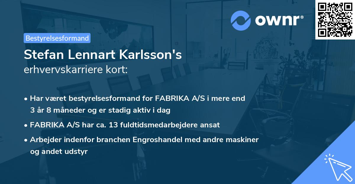 Stefan Lennart Karlsson's erhvervskarriere kort