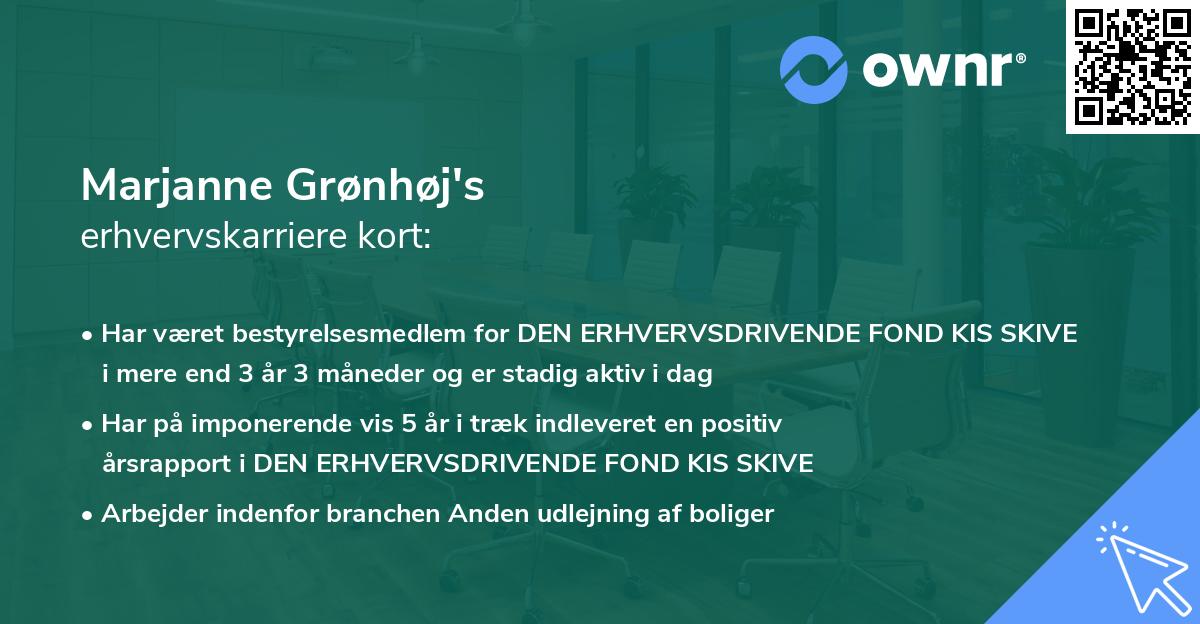 Marjanne Grønhøj's erhvervskarriere kort
