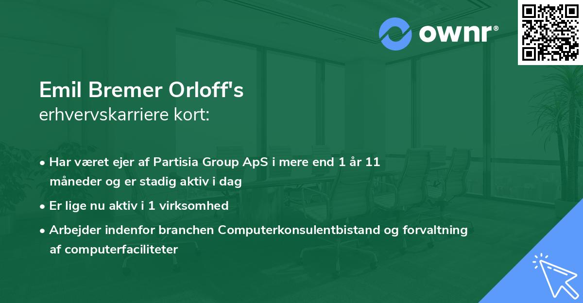 Emil Bremer Orloff's erhvervskarriere kort