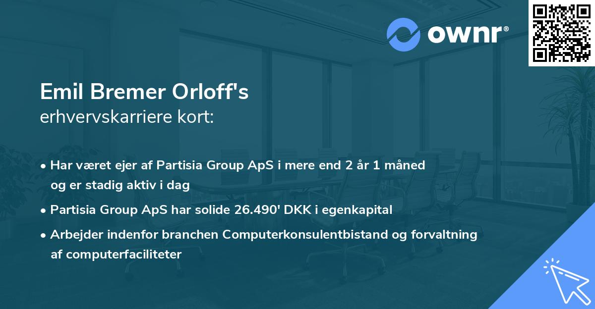 Emil Bremer Orloff's erhvervskarriere kort