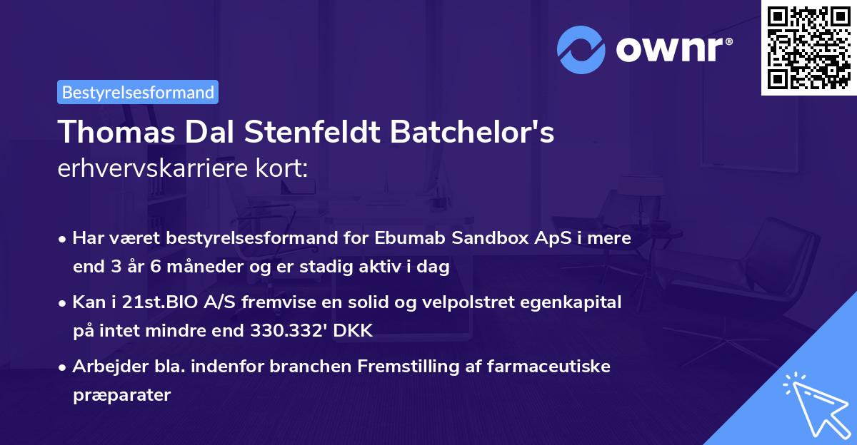 Thomas Dal Stenfeldt Batchelor's erhvervskarriere kort