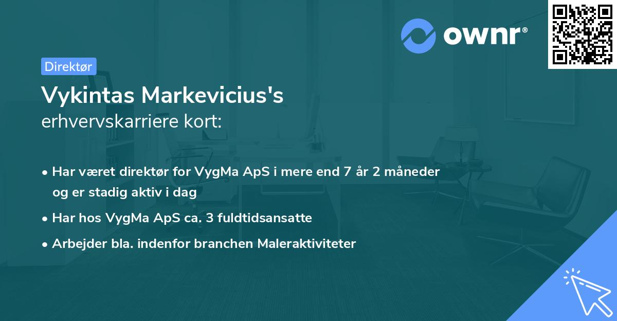 Vykintas Markevicius's erhvervskarriere kort