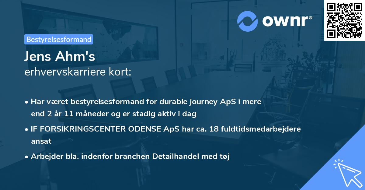 Jens Ahm's erhvervskarriere kort