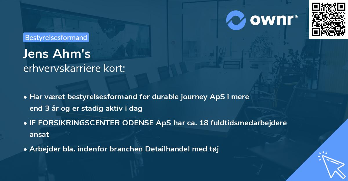 Jens Ahm's erhvervskarriere kort