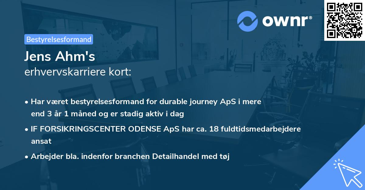 Jens Ahm's erhvervskarriere kort
