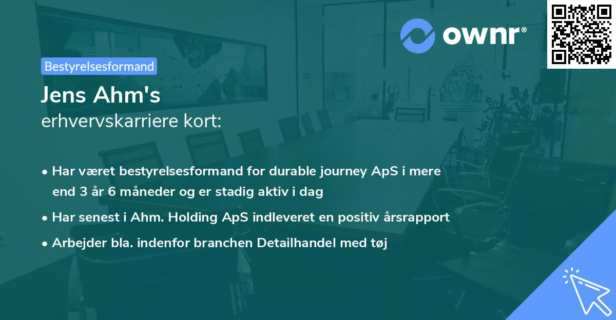 Jens Ahm's erhvervskarriere kort