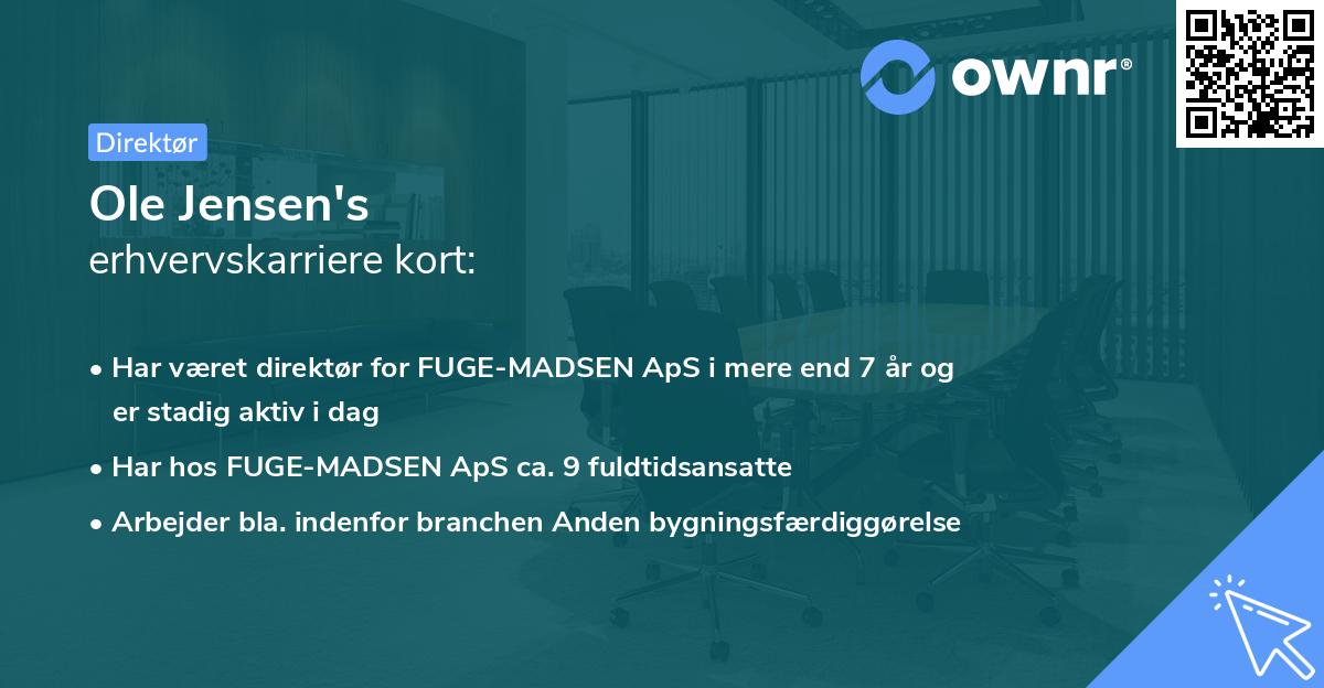 Ole Jensen's erhvervskarriere kort