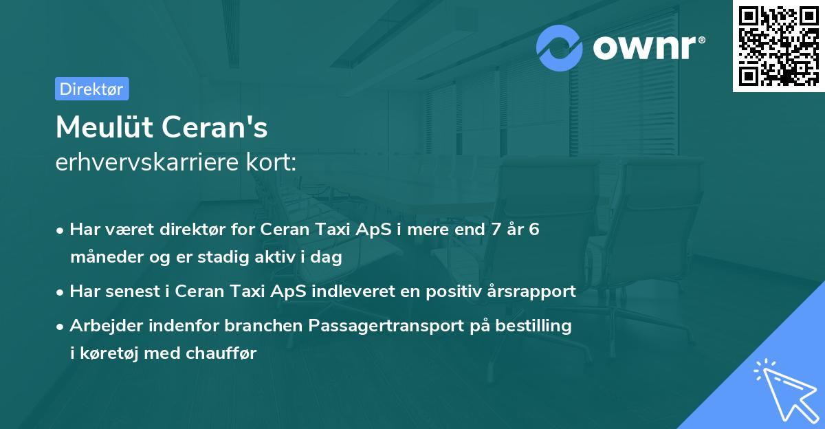 Meulüt Ceran's erhvervskarriere kort