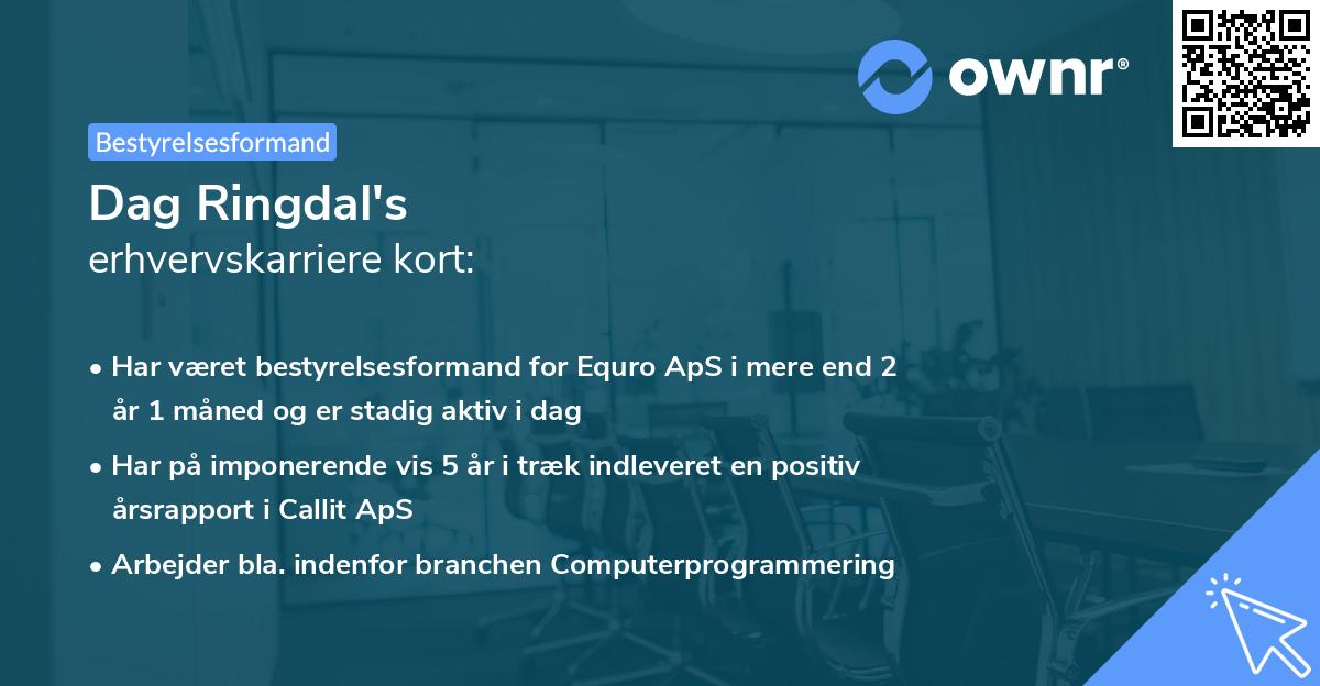 Dag Ringdal's erhvervskarriere kort