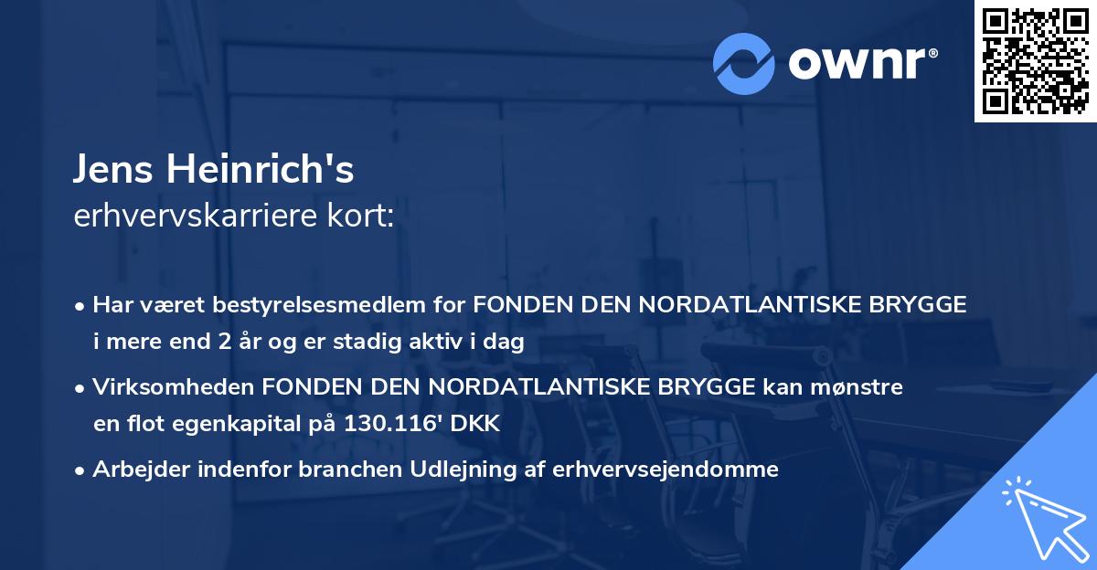 Jens Heinrich's erhvervskarriere kort