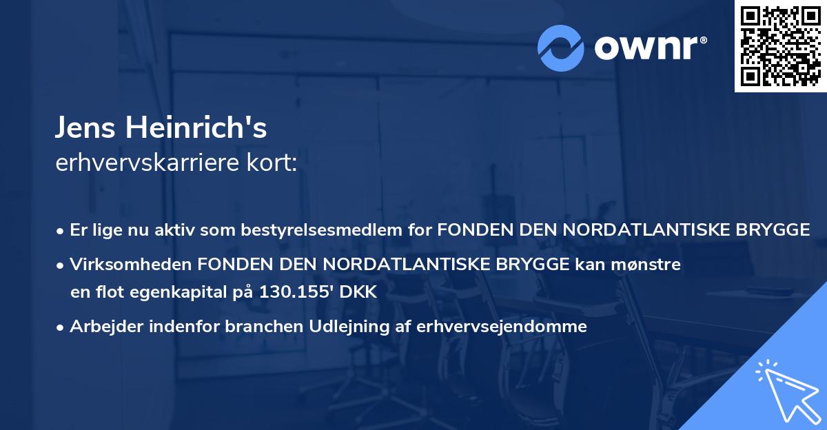 Jens Heinrich's erhvervskarriere kort