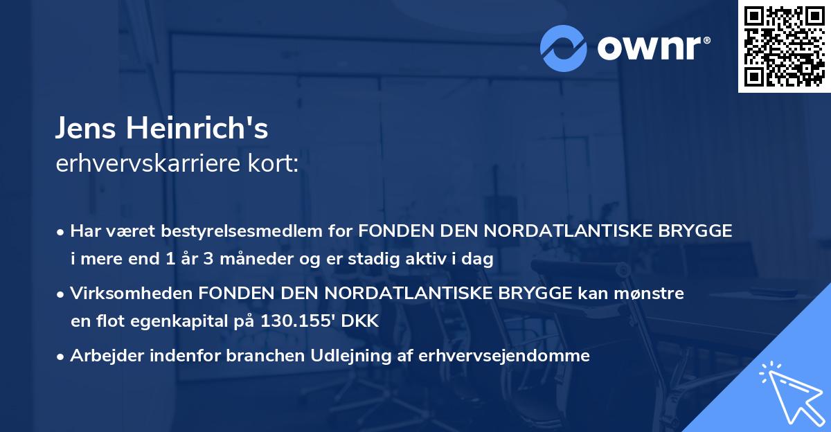 Jens Heinrich's erhvervskarriere kort