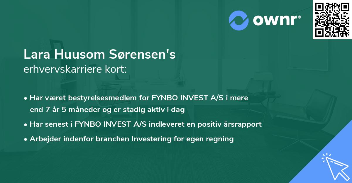 Lara Huusom Sørensen's erhvervskarriere kort