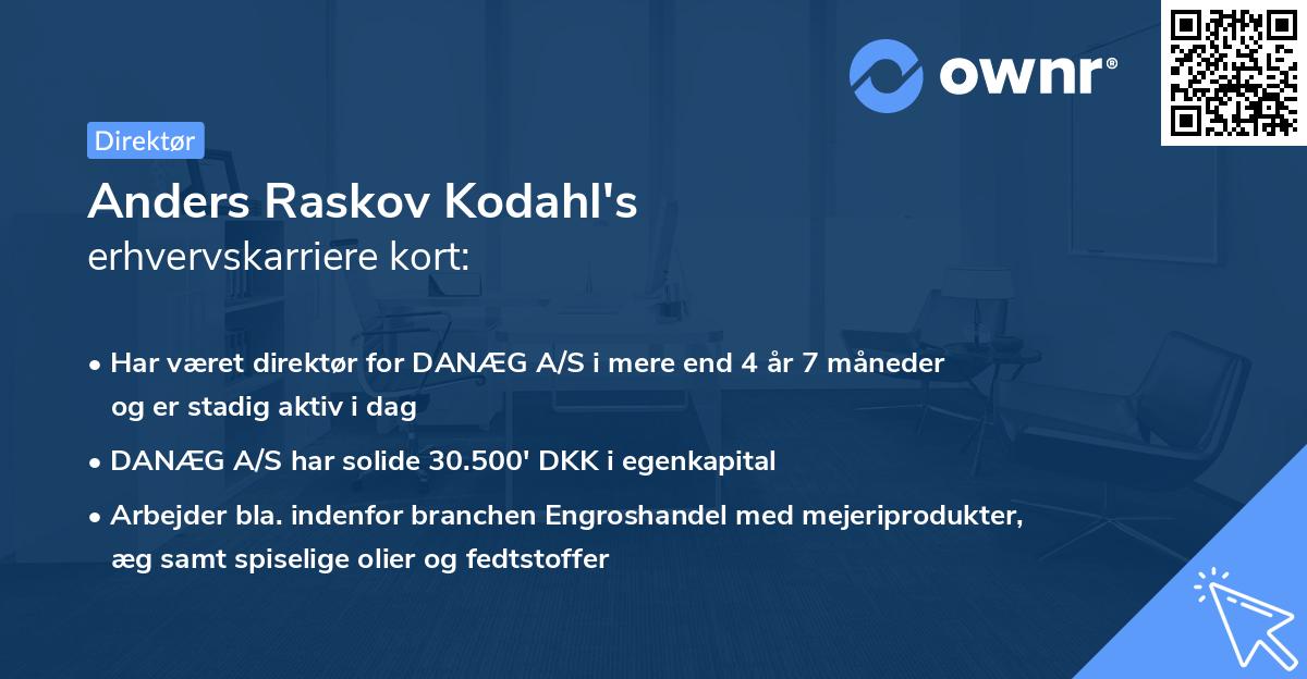 Anders Raskov Kodahl's erhvervskarriere kort