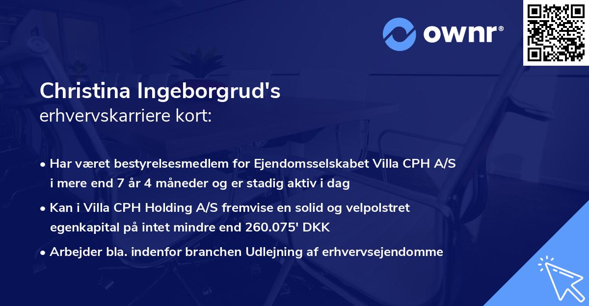 Christina Ingeborgrud's erhvervskarriere kort