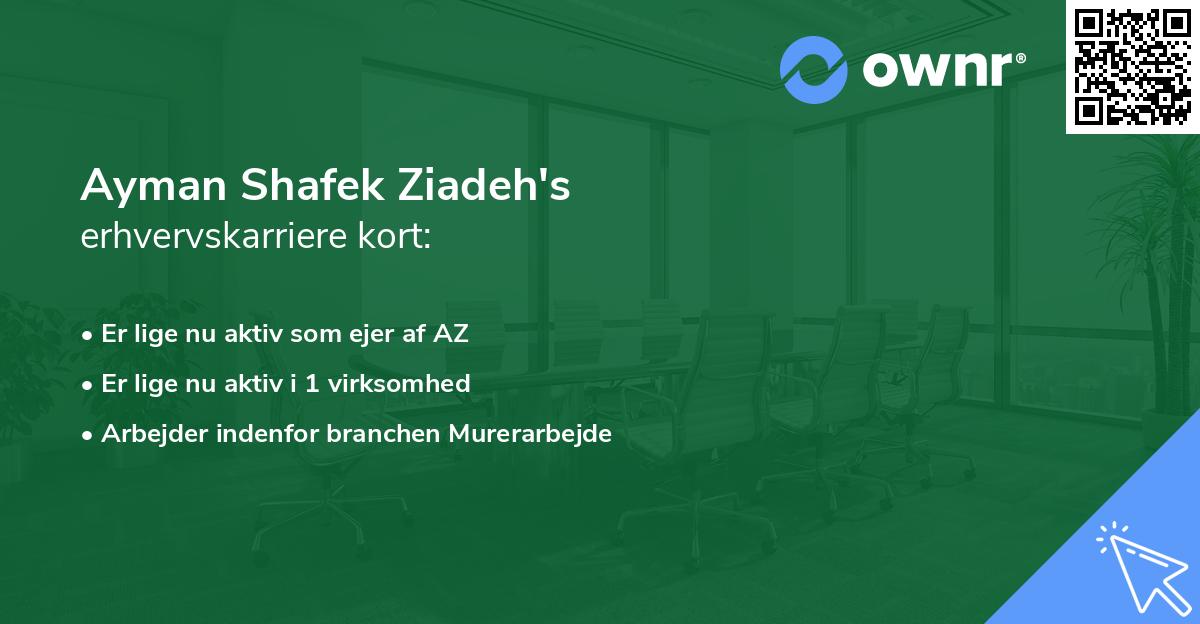 Ayman Shafek Ziadeh's erhvervskarriere kort