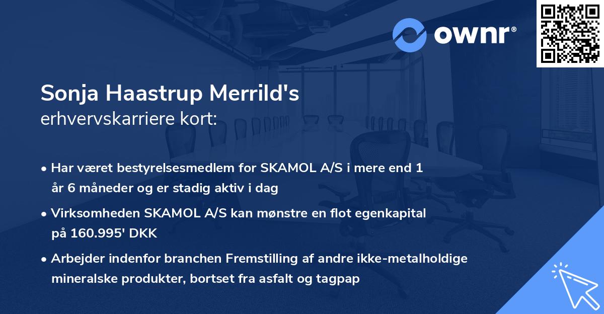 Sonja Haastrup Merrild's erhvervskarriere kort