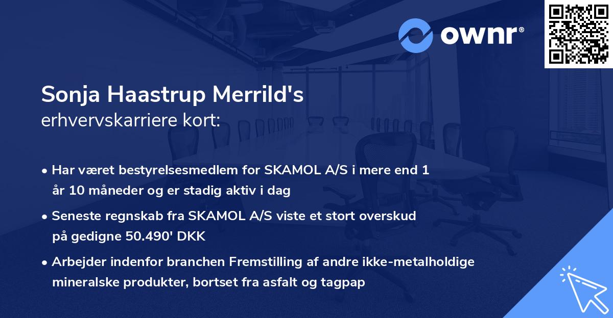Sonja Haastrup Merrild's erhvervskarriere kort
