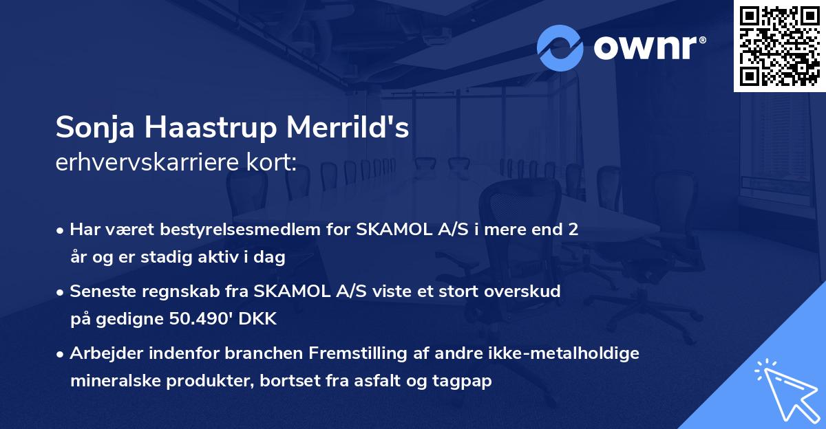 Sonja Haastrup Merrild's erhvervskarriere kort