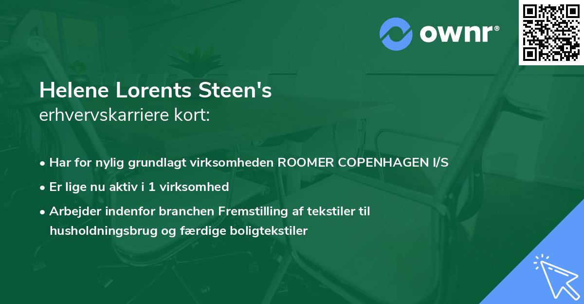 Helene Lorents Steen's erhvervskarriere kort