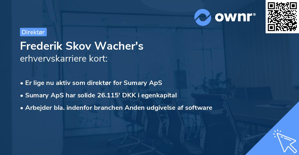 Frederik Skov Wacher's erhvervskarriere kort