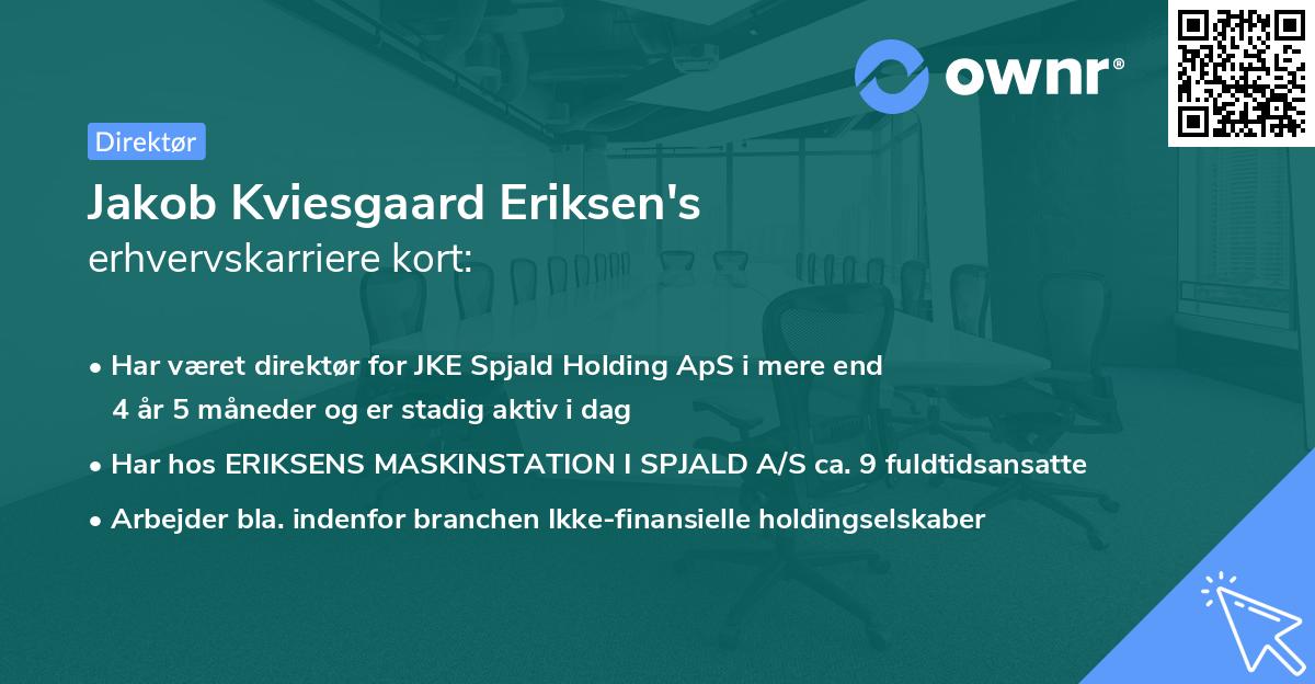 Jakob Kviesgaard Eriksen's erhvervskarriere kort