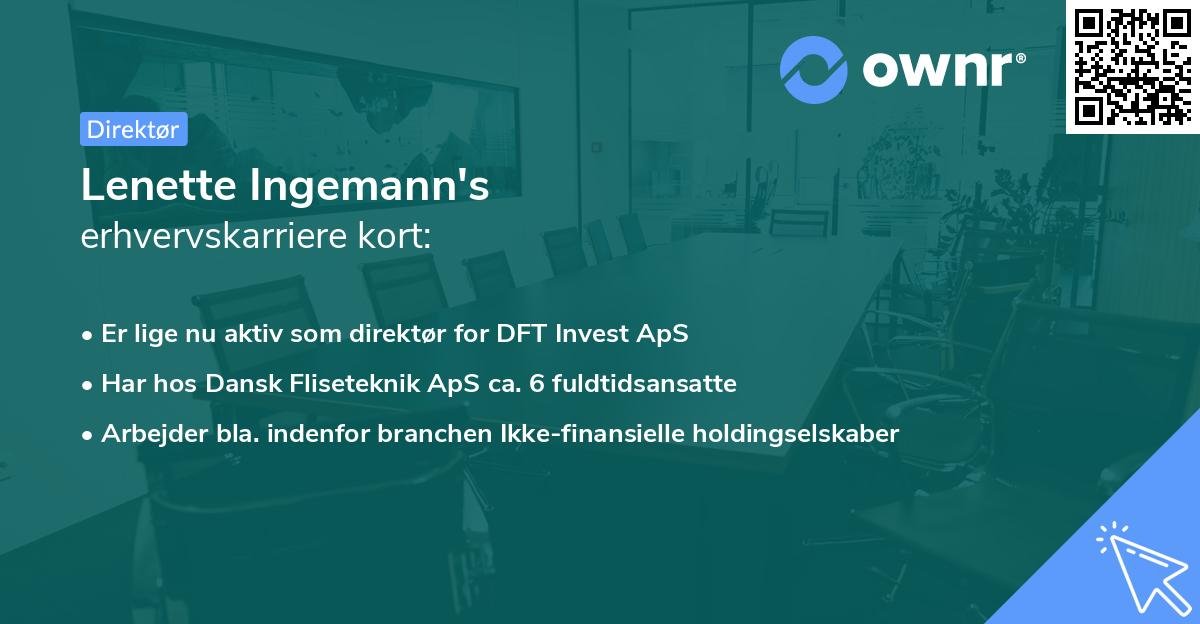 Lenette Ingemann's erhvervskarriere kort
