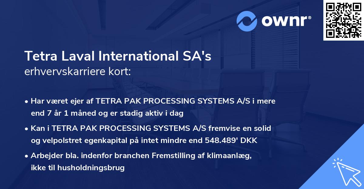 Tetra Laval International SA's erhvervskarriere kort