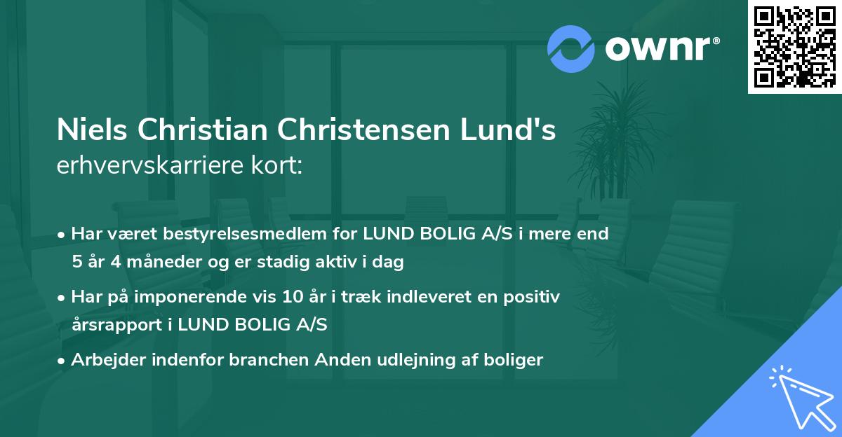 Niels Christian Christensen Lund's erhvervskarriere kort