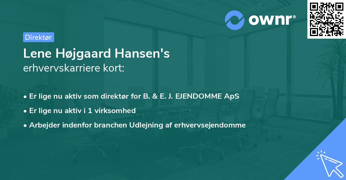 Lene Højgaard Hansen's erhvervskarriere kort
