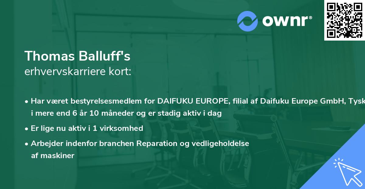 Thomas Balluff's erhvervskarriere kort