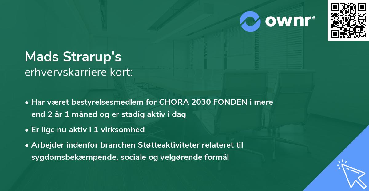Mads Strarup's erhvervskarriere kort