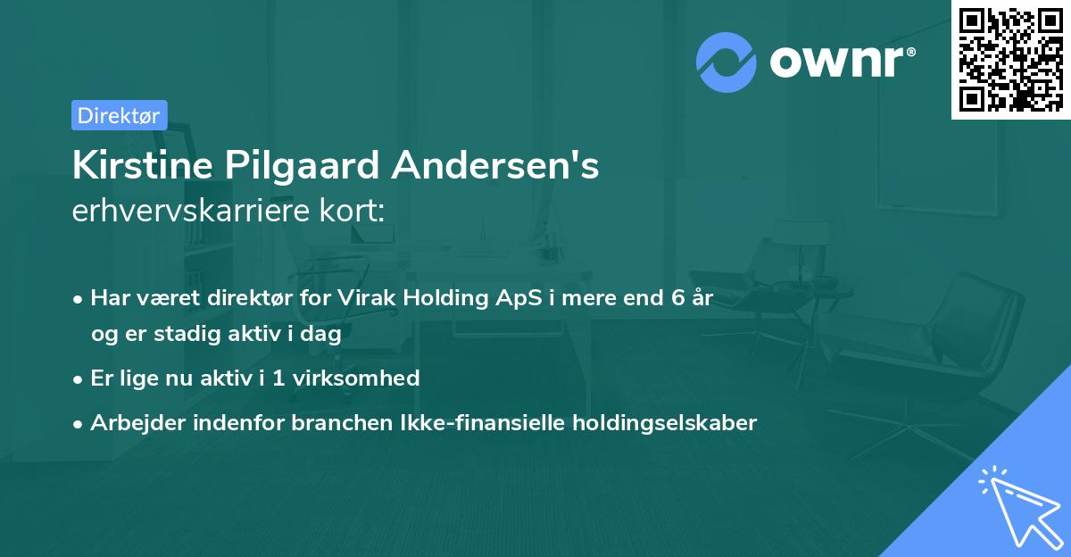 Kirstine Pilgaard Andersen's erhvervskarriere kort