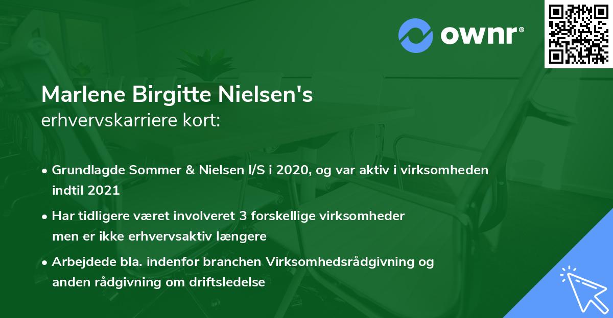 Marlene Birgitte Nielsen's erhvervskarriere kort