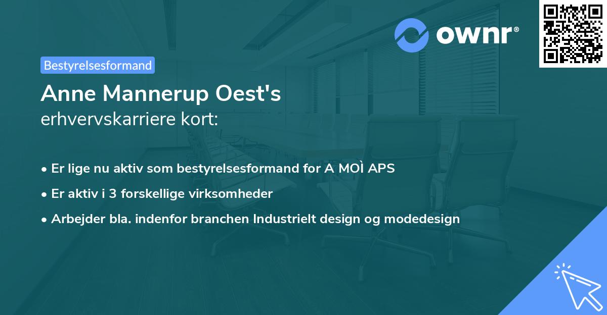 Anne Mannerup Oest's erhvervskarriere kort