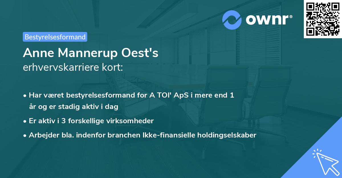 Anne Mannerup Oest's erhvervskarriere kort