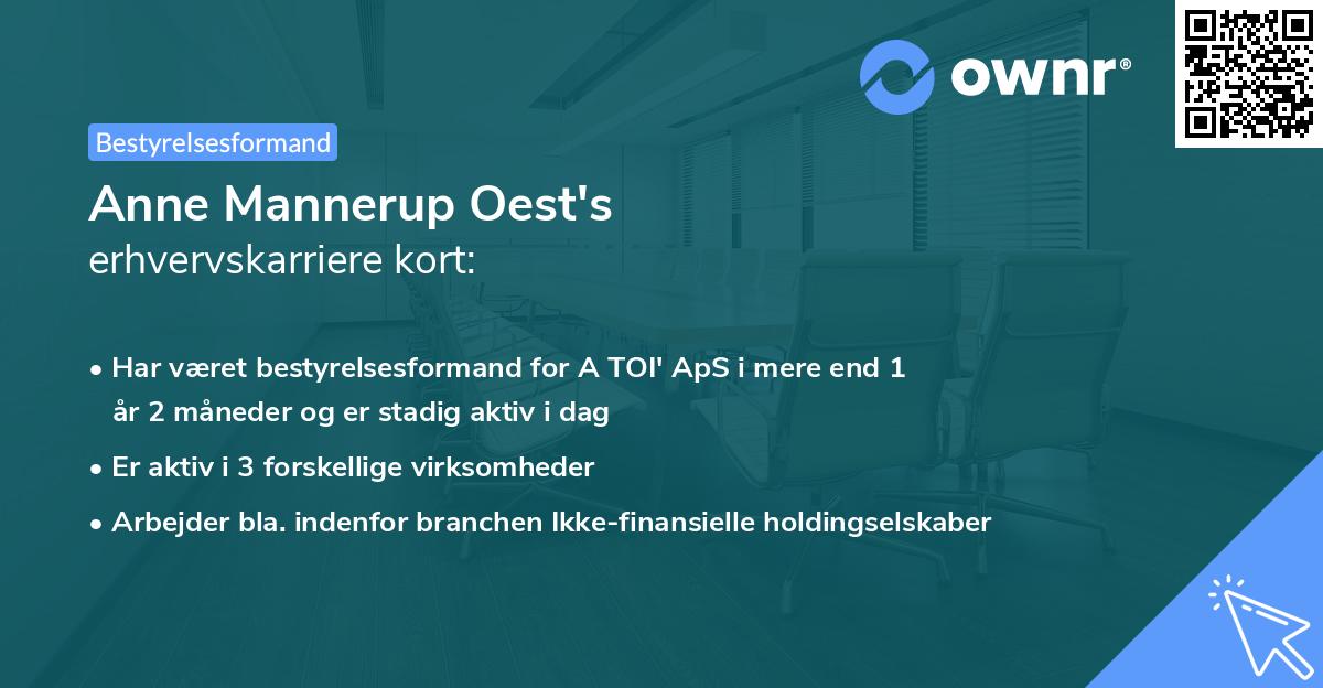 Anne Mannerup Oest's erhvervskarriere kort