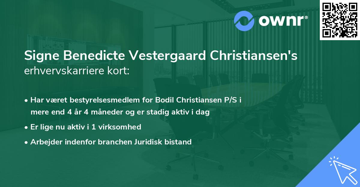 Signe Benedicte Vestergaard Christiansen's erhvervskarriere kort