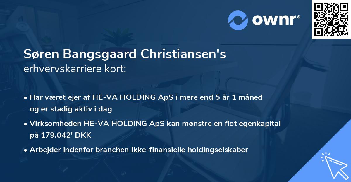 Søren Bangsgaard Christiansen's erhvervskarriere kort