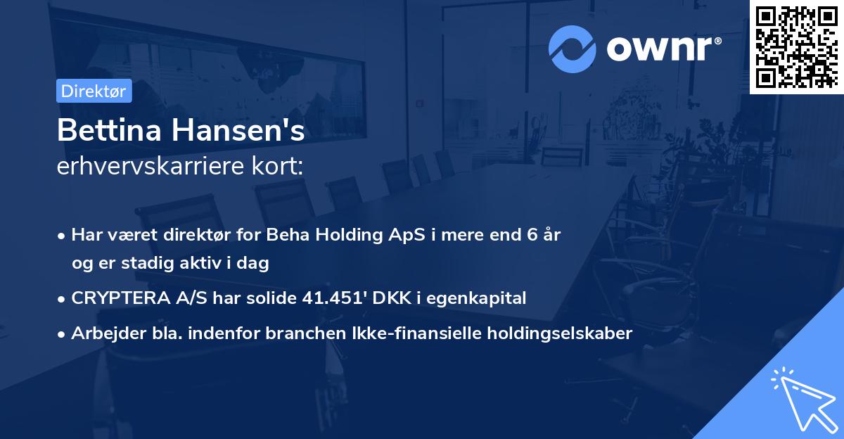 Bettina Hansen's erhvervskarriere kort