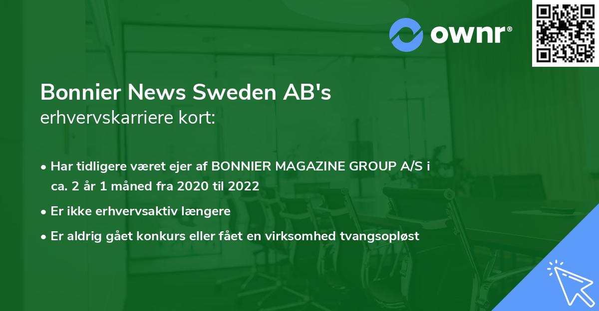 Bonnier News Sweden AB's erhvervskarriere kort