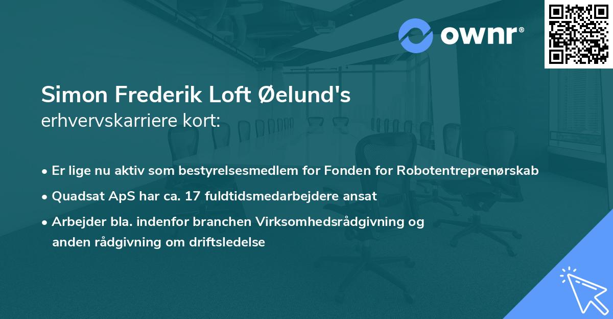 Simon Frederik Loft Øelund's erhvervskarriere kort