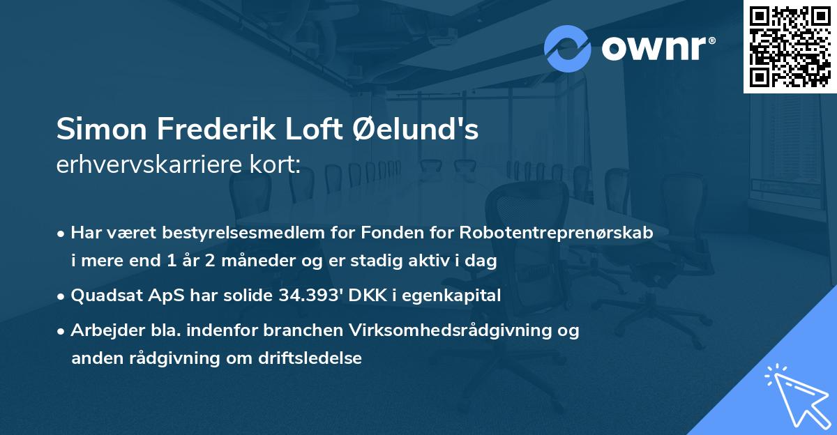 Simon Frederik Loft Øelund's erhvervskarriere kort