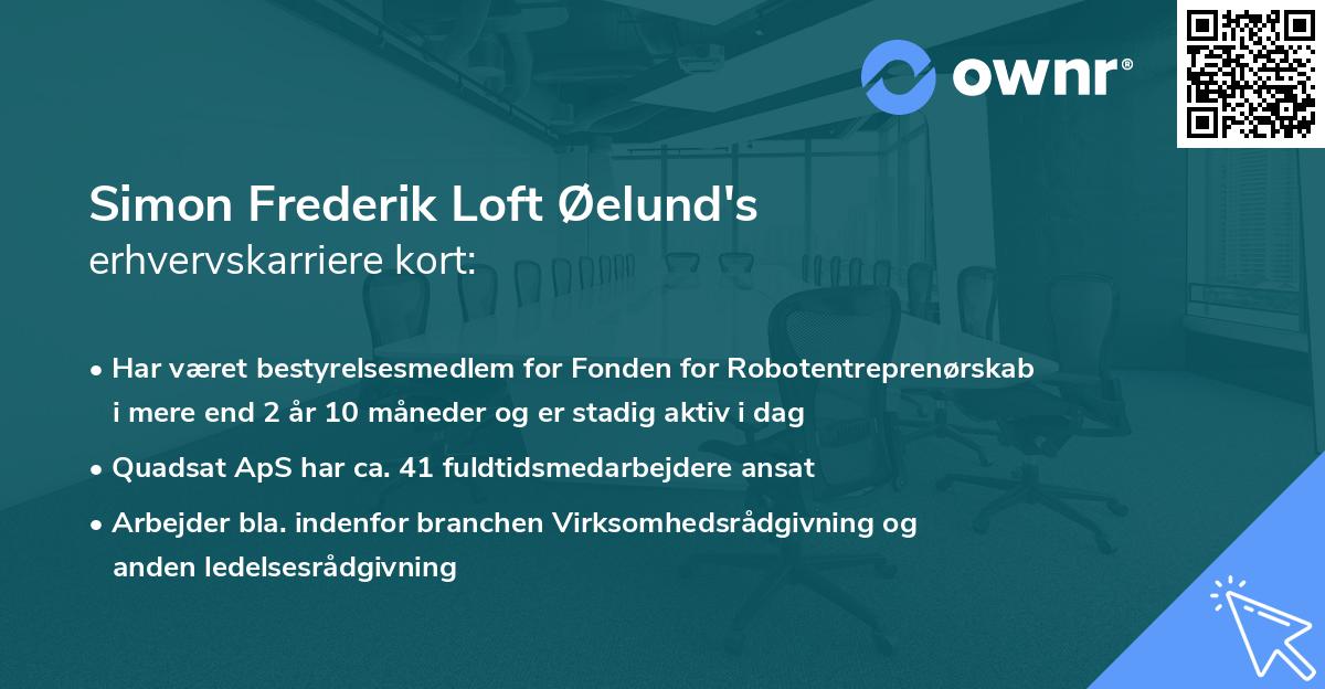 Simon Frederik Loft Øelund's erhvervskarriere kort